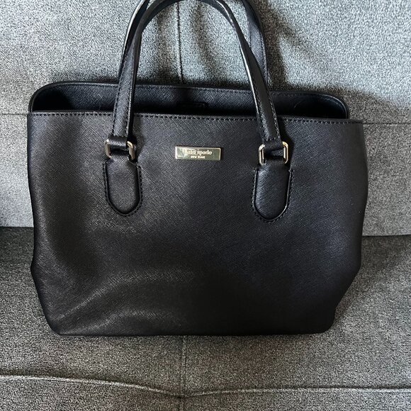 Kate Spade Laurel Way Evangelie Satchel Black (gold trim) - Picture 1 of 11